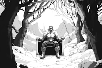 do unique hand drawn black and white classic illustrations