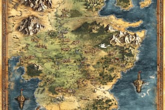 make fantasy map illustration for dnd, novels and games
