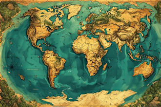 create a fantasy atlas map, vector world map