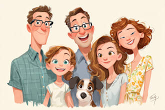 design a professional disney family portrait art