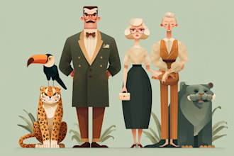 do vector design of characters, animals and people