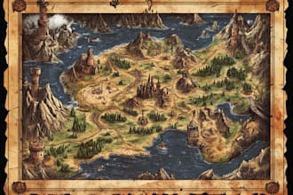 create a custom hand drawn fantasy map in photoshop for you