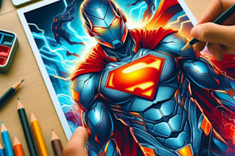 do comic book illustration, marvel comic superhero character