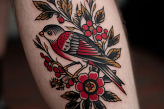 hand draw unique custom sketchy style tattoo design