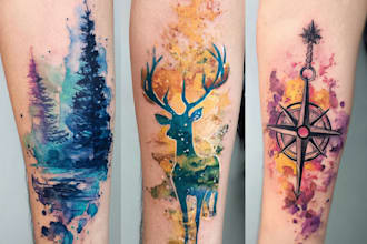 custom a watercolor tattoo design