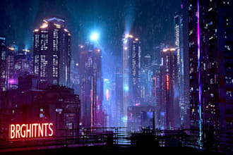 create a futuristic cyberpunk city and sci fi concept
