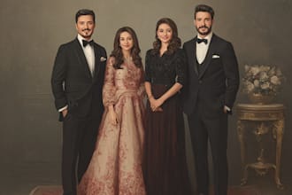 create realistic family portrait, couple or wedding