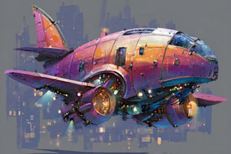 draw scifi futuristic vehicle aircraft spaceship for you