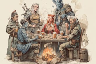 draw your dnd group party illustration