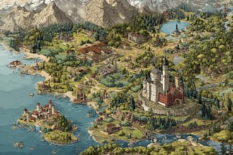create a awesome detailed fantasy map for dnd and fiction, game or etc