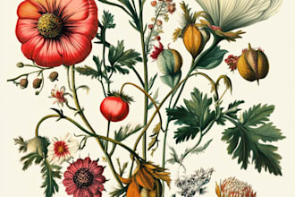 make a botanical illustration of flowers