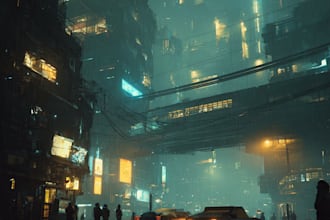 design a cyberpunk futuristic city art