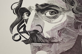 draw a portrait drawing in linocut illustration