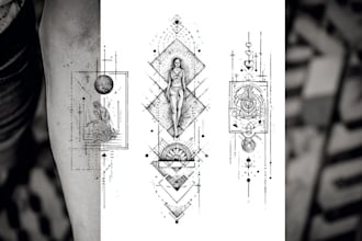 create geometric, fine line or micro realism tattoo design