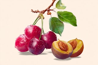 draw realistic illustrations of flowers, plants, fruits, etc