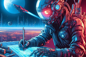 draw cyberpunk scribble art your portrait