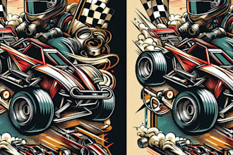draw vector racing illustration t shirt