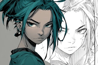 draw a comic book, cover art or manga in anime style