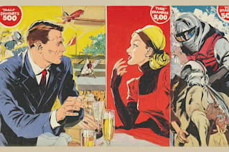 draw a retro vintage comic illustration