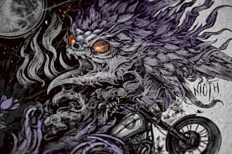 draw dark art illustration in vintage engraving style