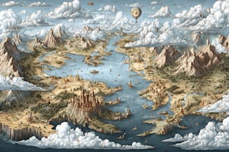 design fantasy map illustration isometric map