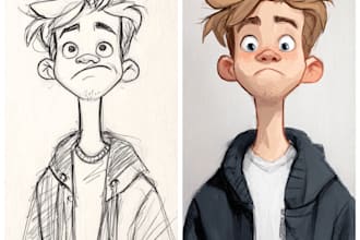 draw a cartoon character in a funny sketch