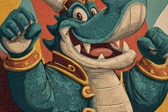 create a cute vintage mascot cartoon illustration