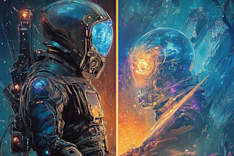 draw illustration, sci fi book sketch, digital illustration,