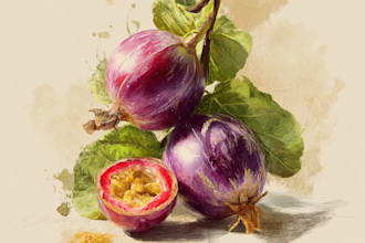 illustrate digitally realistic botanical fruits or veggies
