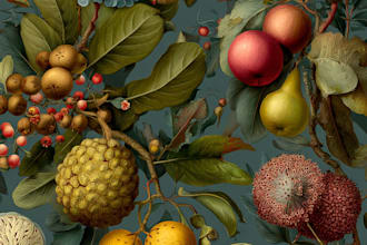 paint botanical illustration of plants, fruits, flowers, herbs
