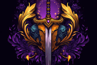 draw emblem, logo and badge for fantasy comics or games