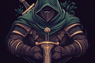 do medieval fantasy game, rpg, mmo game logo