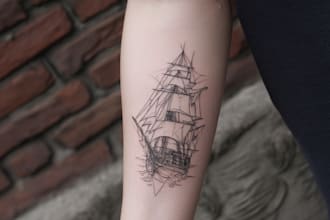 create minimalist line art tattoo with my style