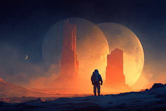 design sci fi themed poster or book cover art