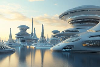 do science fiction city and scifi  art illustration