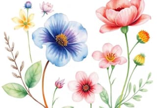 draw botanical vector illustration of plants and flowers