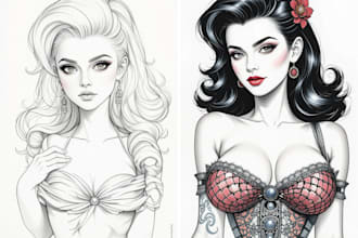 draw pin up girl and pin up girl illustration