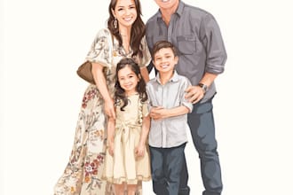 draw your family or group into cartoon portrait