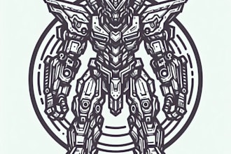 design any type of robot or mecha in lineart