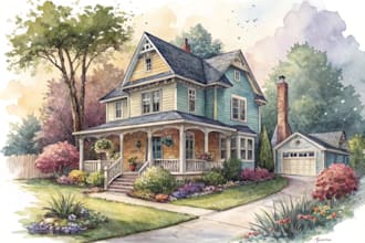 paint house character logo and friendship portrait