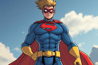 design premium superhero caricature character