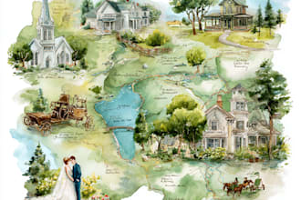 design elegant hand painted watercolor maps for events