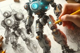 draw or design mechs robots concepts