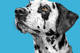 draw custom pet portrait in line art vector illustration