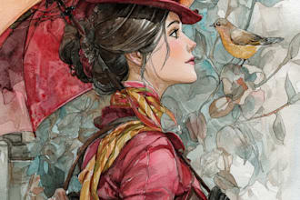 paint realistic watercolor painting in my style