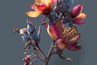 draw botanical illustrations of flowers, plants, fruits