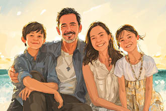 draw faceless cartoon portrait for single, couple