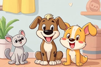 make vector illustration dog cat animal pet cartoon portrait