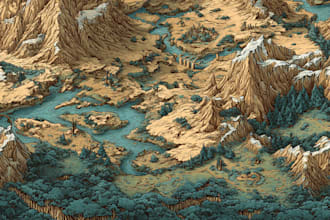 draw custom fantasy map illustration for game book, campaign