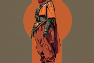a sci fi character illustration or sci fi character